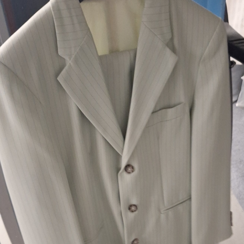 Boy's Green Pinstripe Suit